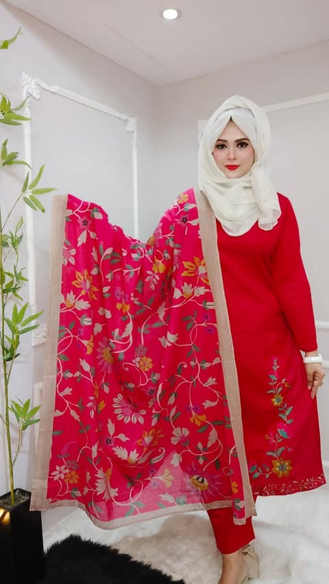 Khadi stitch ganga (red)